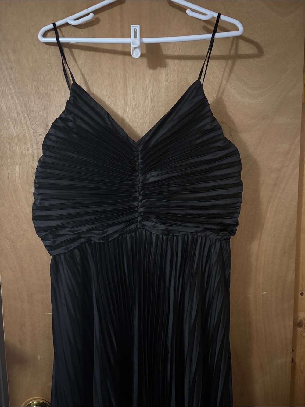 NWT Petal & Pup Black Pleated Spaghetti Strap Maxi Dress